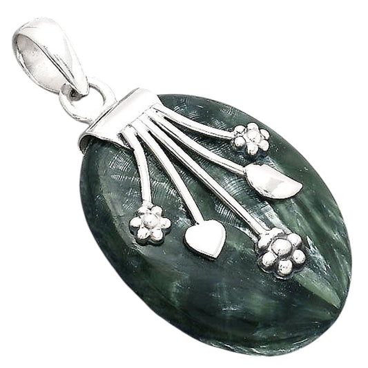 Floral - Natural Russian Seraphinite Pendant P-1647 SDP154923
