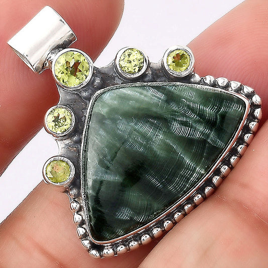 Russian Seraphinite and Peridot Pendant P-1519 SDP154946
