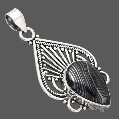 Artisan Crown Of Silver Psilomelane Black Malachite Pendant P-1541 SDP154994