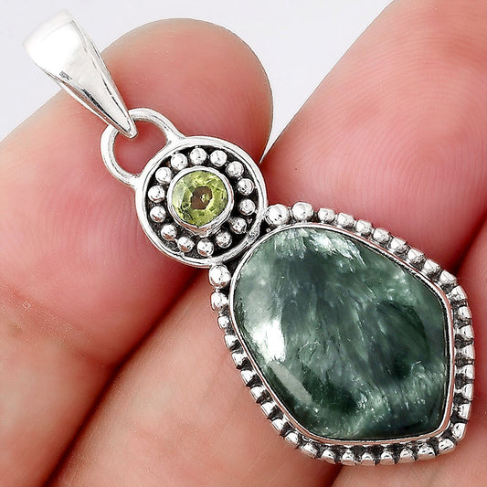 Russian Seraphinite and Peridot Pendant P-1500 SDP155041