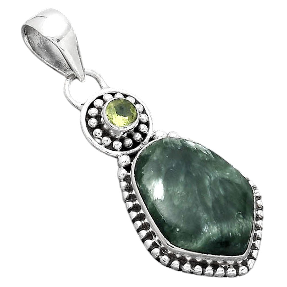 Russian Seraphinite and Peridot Pendant P-1500 SDP155041