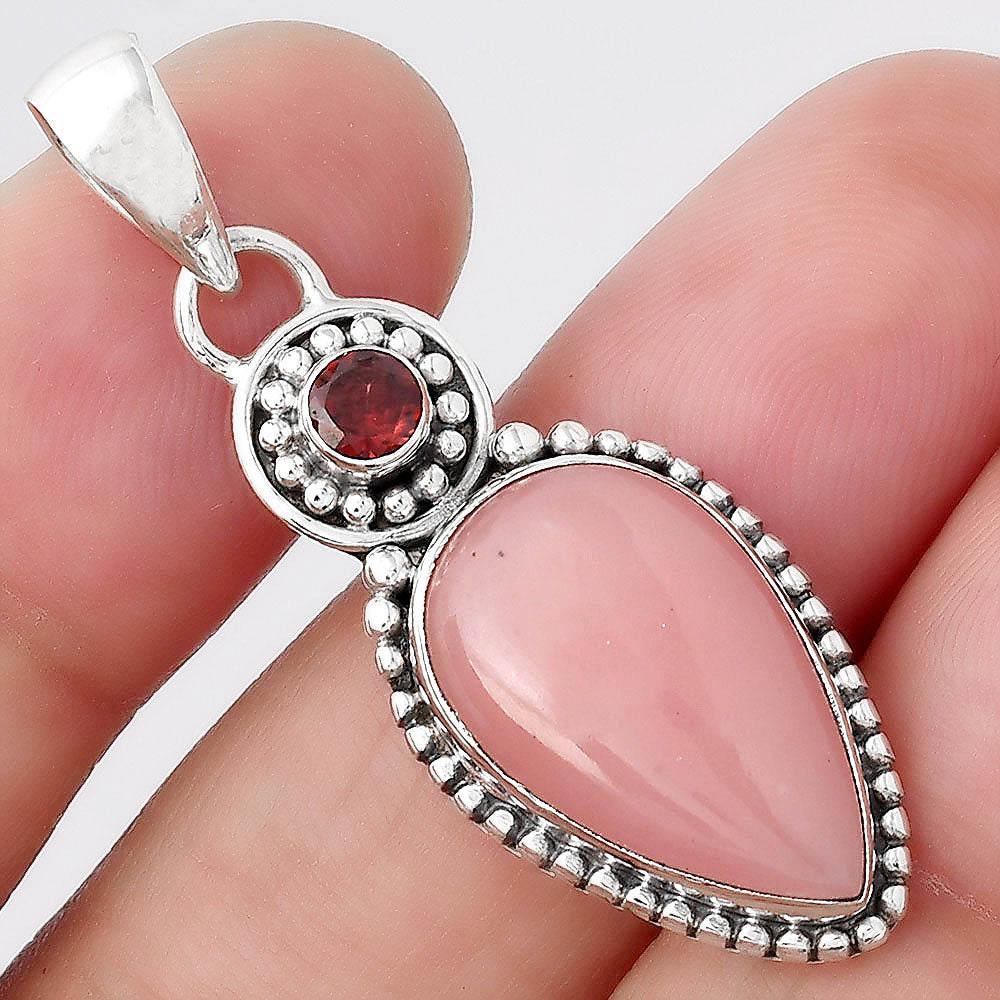 Guava Quartz - Brazil and Garnet Pendant P-1500 SDP155042