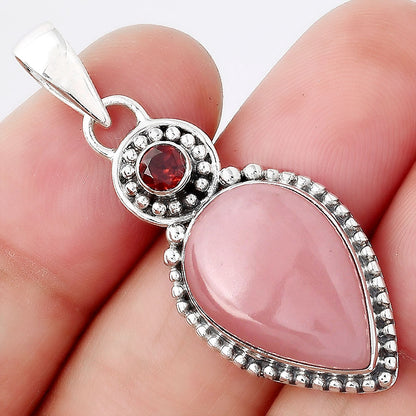 Guava Quartz - Brazil and Garnet Pendant P-1500 SDP155046