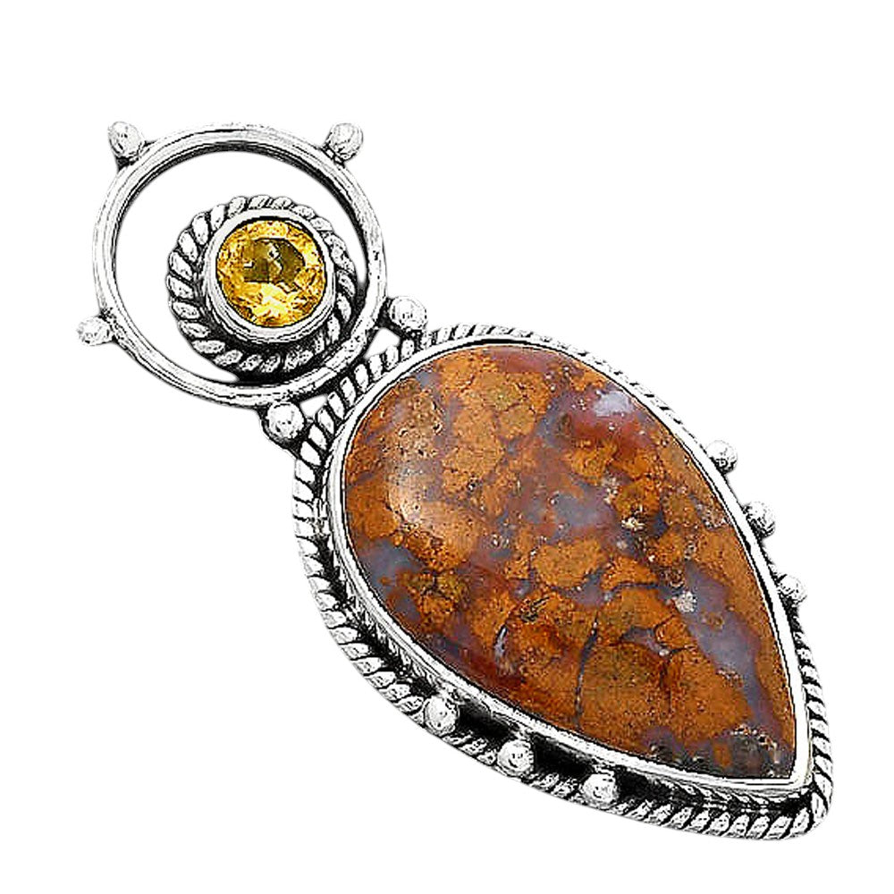 Natural Red Moss Agate and Citrine Pendant P-1438 SDP155125