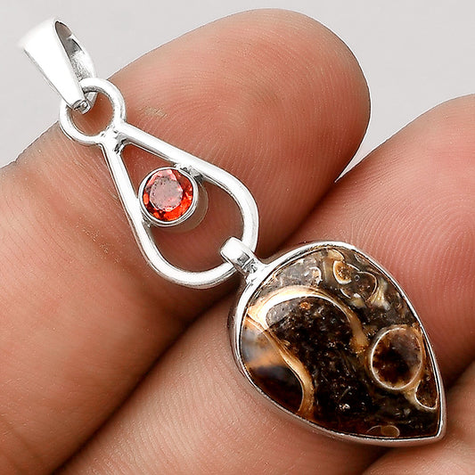 Turtella Jasper - USA and Garnet Pendant P-1589 SDP155126