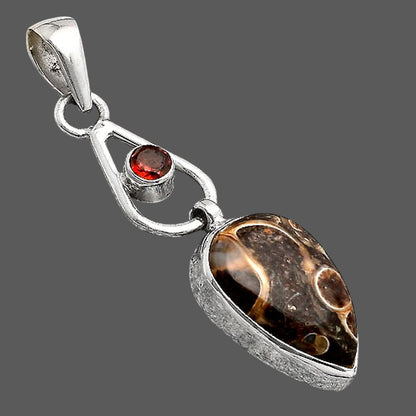Turtella Jasper - USA and Garnet Pendant P-1589 SDP155126