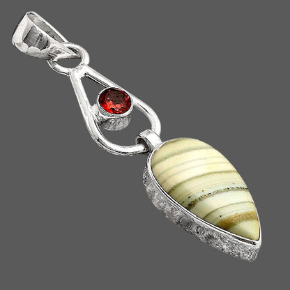 Natural Saturn Chalcedony and Garnet Pendant P-1589 SDP155127