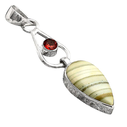 Natural Saturn Chalcedony and Garnet Pendant P-1589 SDP155127