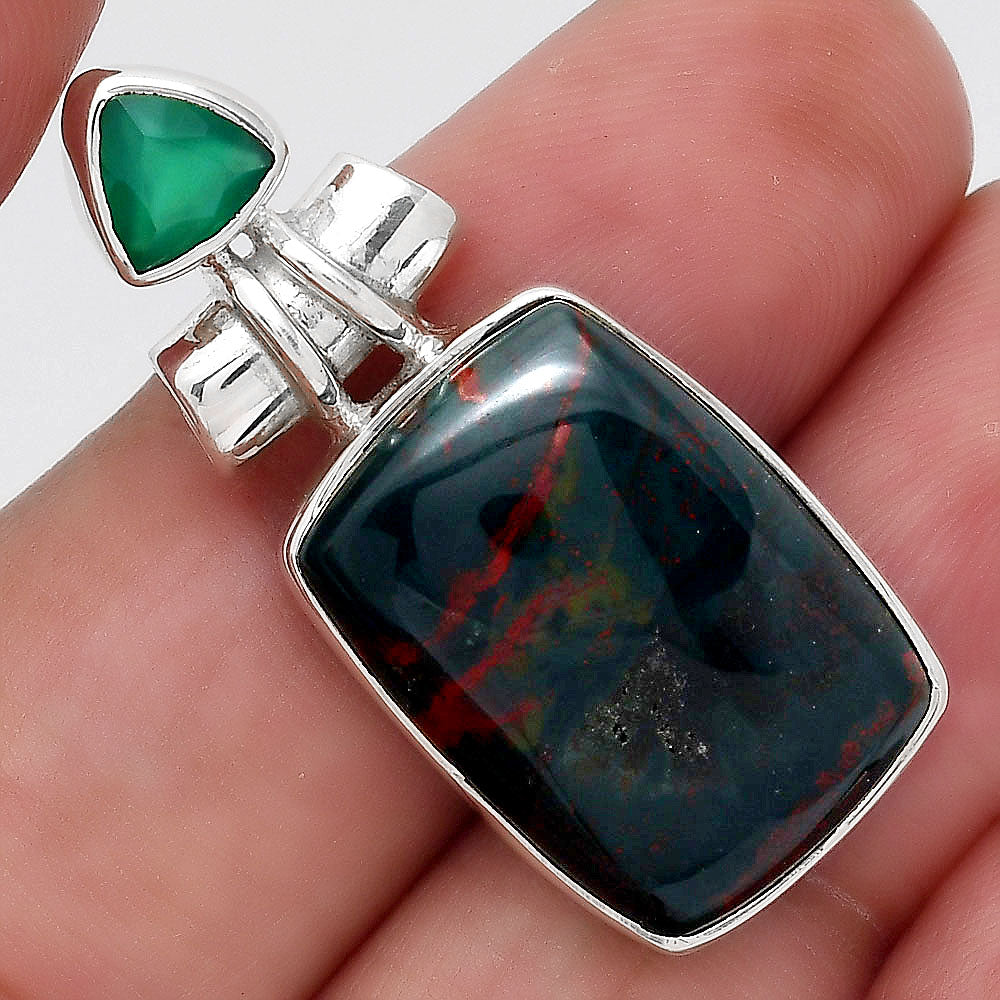Blood Stone - India and Green Onyx Pendant P-1159 SDP155134