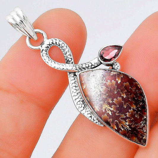 Natural Sutured Ammonite and Garnet Pendant P-1111 SDP155144