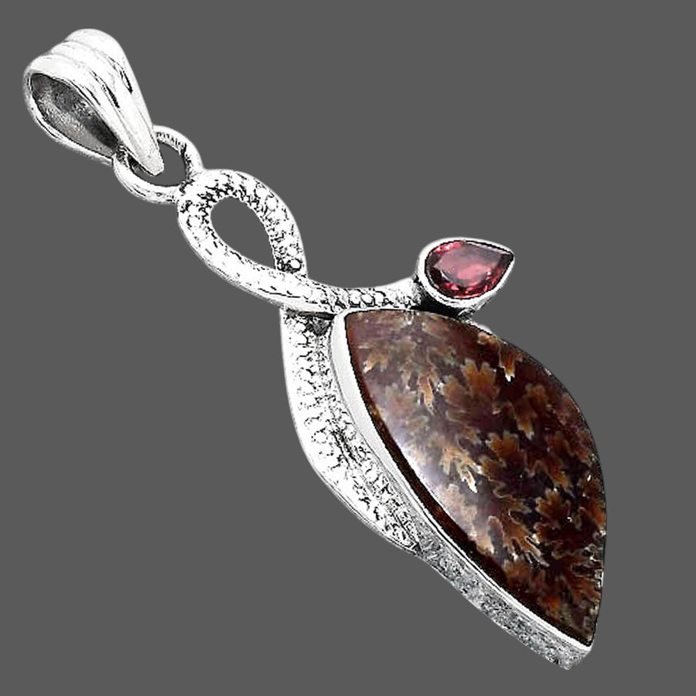 Natural Sutured Ammonite and Garnet Pendant P-1111 SDP155144