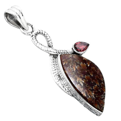 Natural Sutured Ammonite and Garnet Pendant P-1111 SDP155144