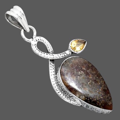 Natural Sutured Ammonite and Citrine Pendant P-1111 SDP155146