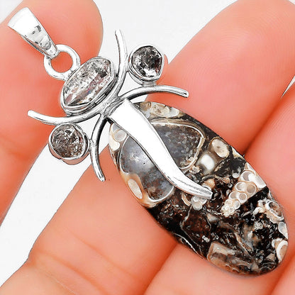 Lord Ganesha - Turtella Jasper and Herkimer Diamond Pendant P-1588 SDP155153