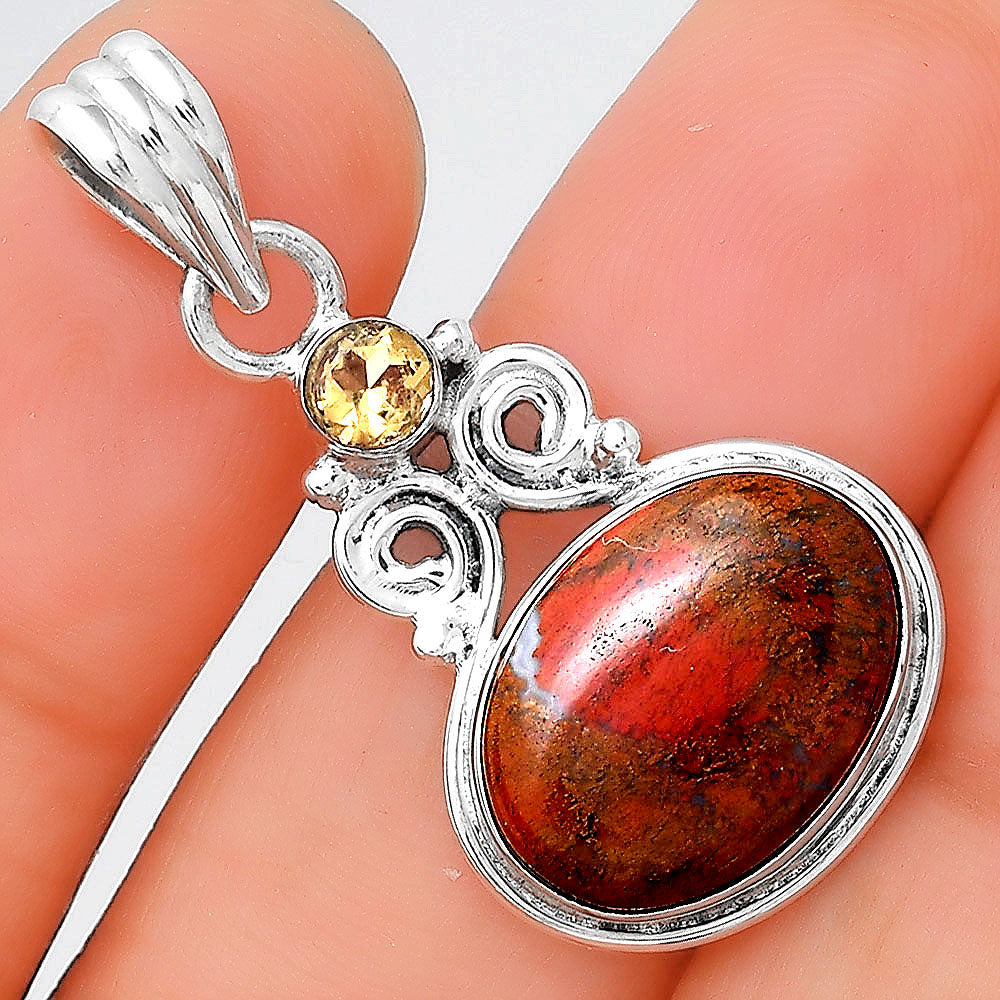 Natural Red Moss Agate and Citrine Pendant P-1603 SDP155192