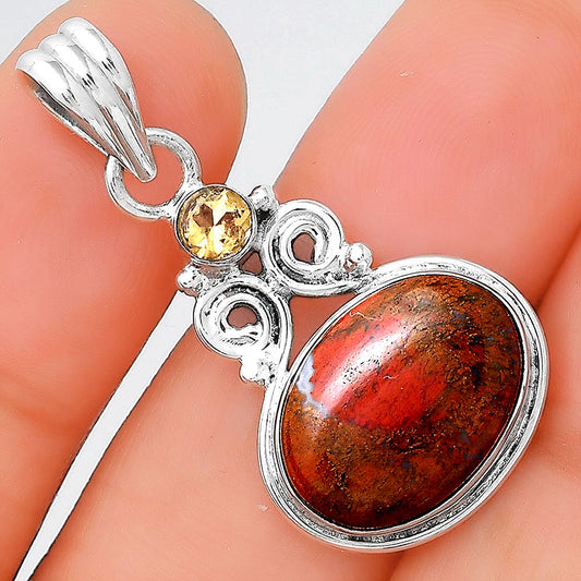 Natural Red Moss Agate and Citrine Pendant P-1603 SDP155192