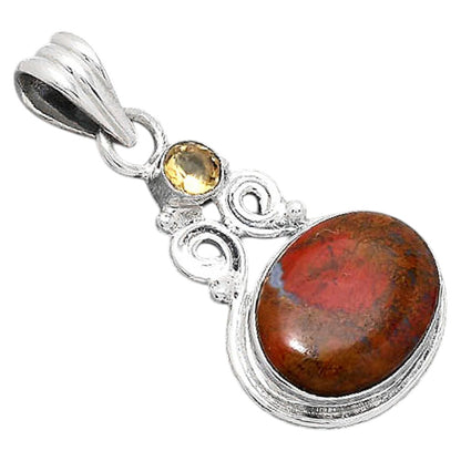 Natural Red Moss Agate and Citrine Pendant P-1603 SDP155192