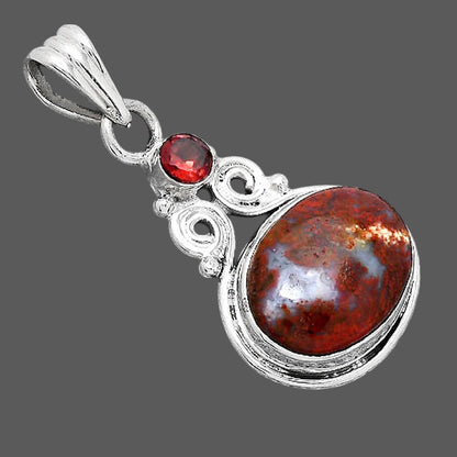 Natural Red Moss Agate and Garnet Pendant P-1603 SDP155195