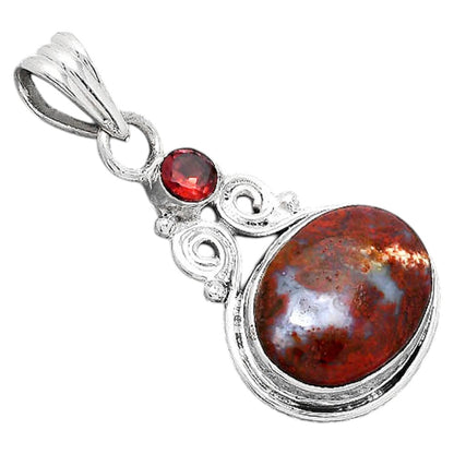 Natural Red Moss Agate and Garnet Pendant P-1603 SDP155195