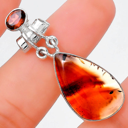 Natural Montana Agate USA and Garnet Pendant P-1276 SDP155199