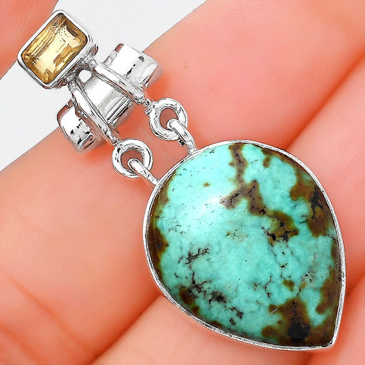 Lucky Charm Tibetan Turquoise & Citrine Pendant P-1276 SDP155206