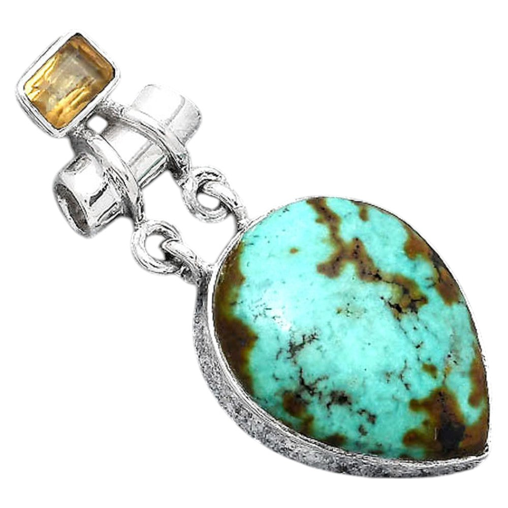 Lucky Charm Tibetan Turquoise & Citrine Pendant P-1276 SDP155206