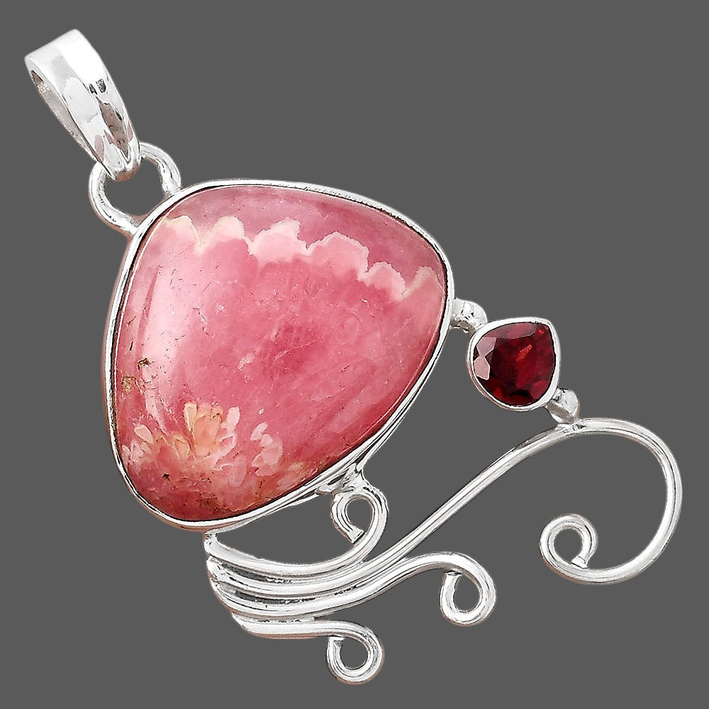 Rhodochrosite Argentina and Garnet Pendant P-1007 SDP155209