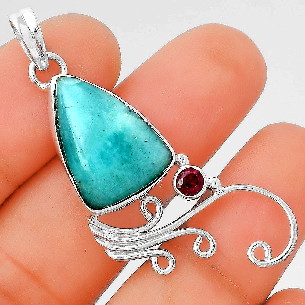 Natural Paraiba Amazonite and Garnet Pendant P-1007 SDP155210