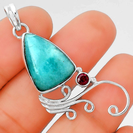 Natural Paraiba Amazonite and Garnet Pendant P-1007 SDP155210