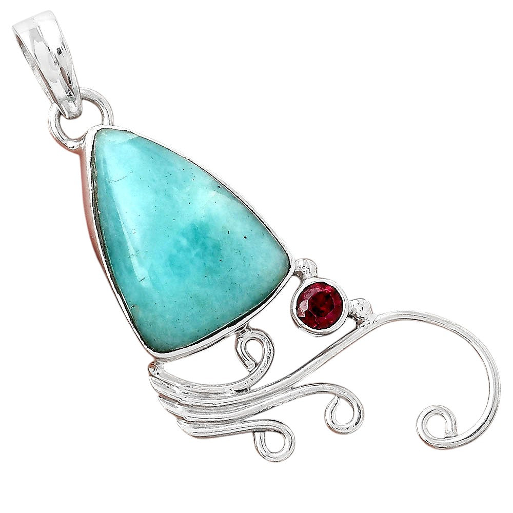 Natural Paraiba Amazonite and Garnet Pendant P-1007 SDP155210