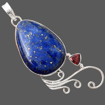 Natural Lapis Afghanistan and Garnet Pendant P-1007 SDP155211