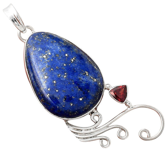Natural Lapis Afghanistan and Garnet Pendant P-1007 SDP155211