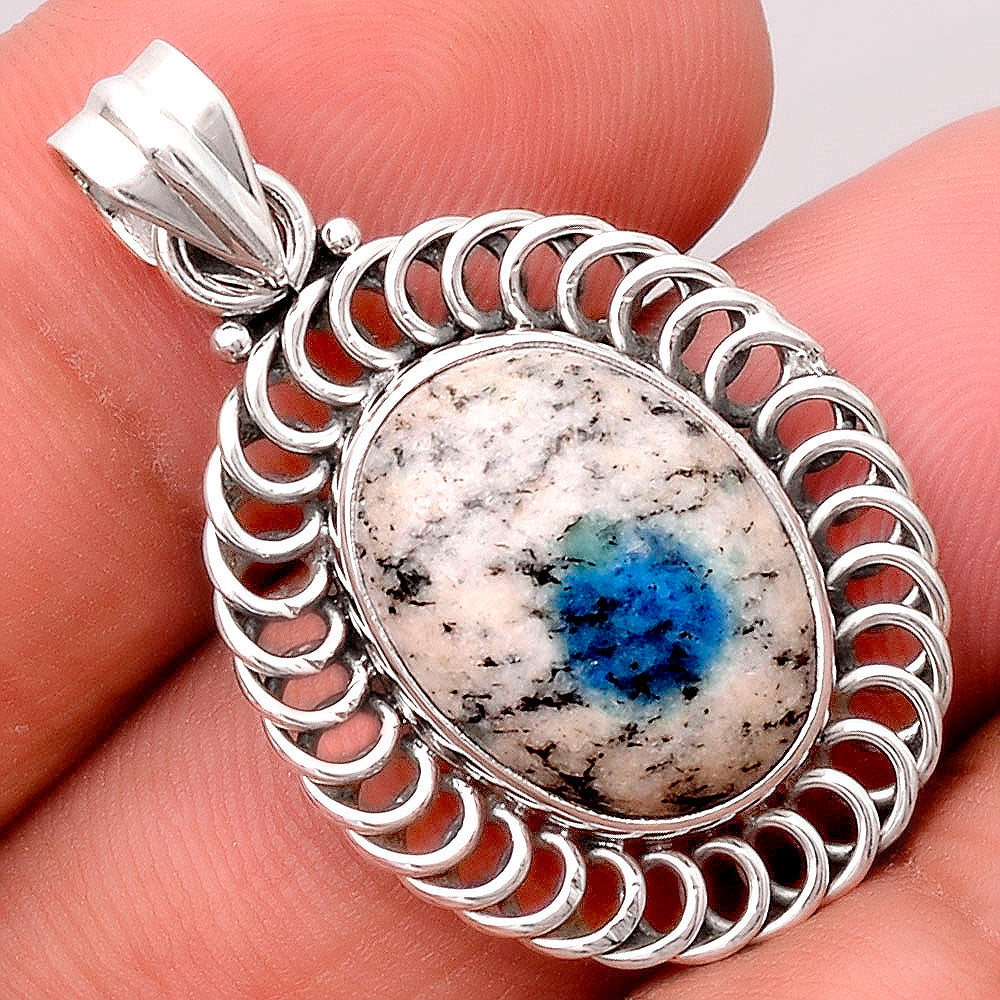 Natural K2 Blue - Azurite In Quartz Pendant P-1476 SDP155270