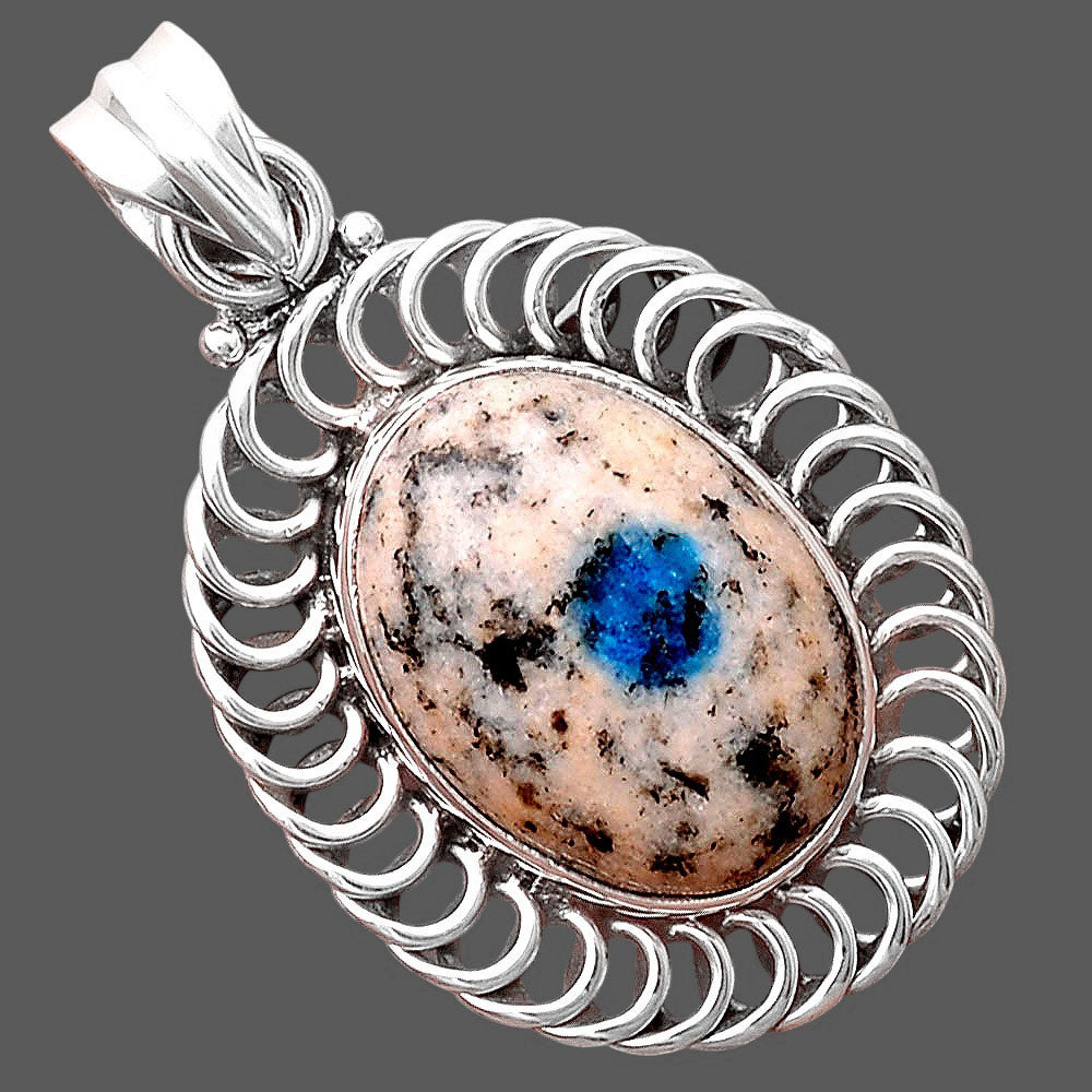 Natural K2 Blue - Azurite In Quartz Pendant P-1476 SDP155271