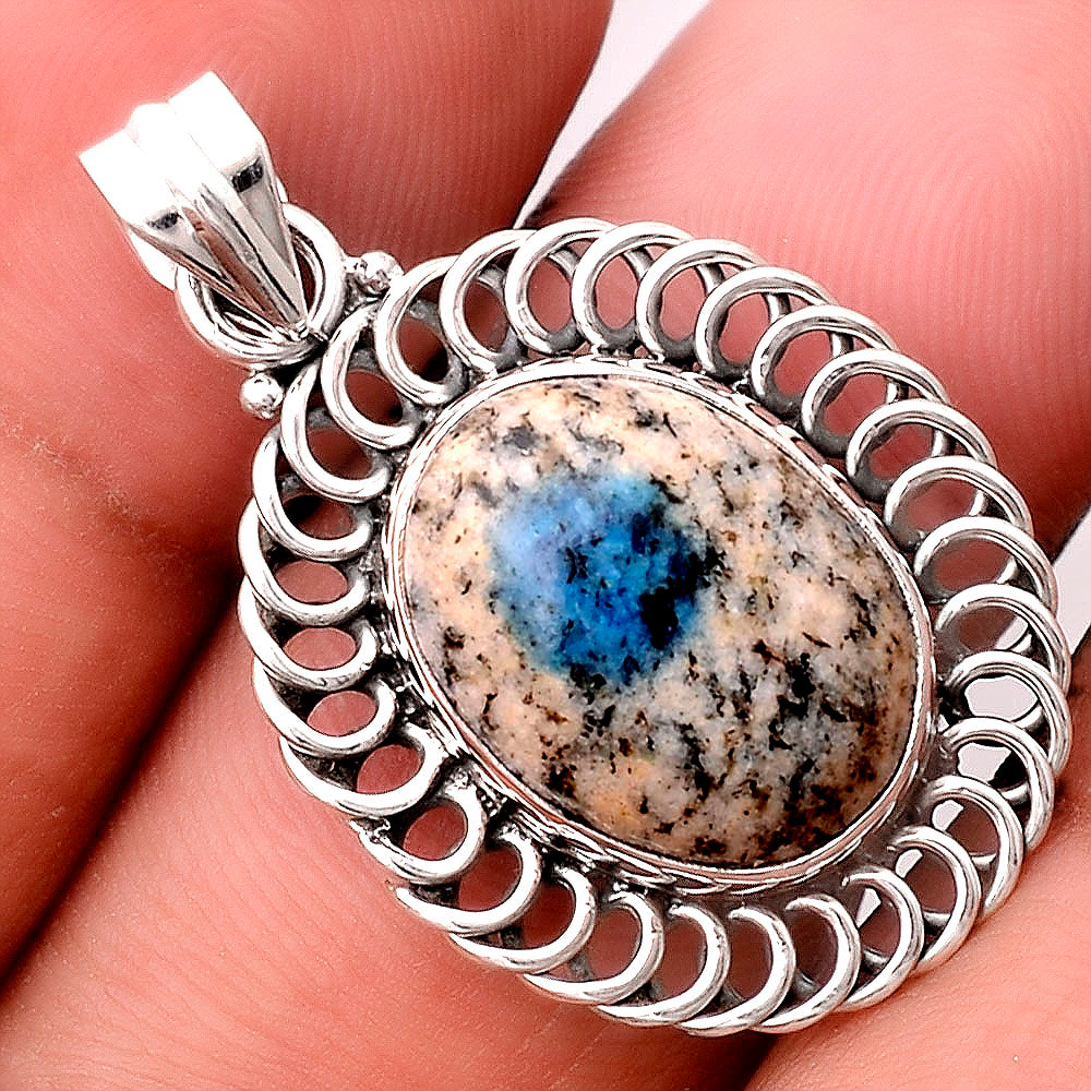 Natural K2 Blue - Azurite In Quartz Pendant P-1476 SDP155273