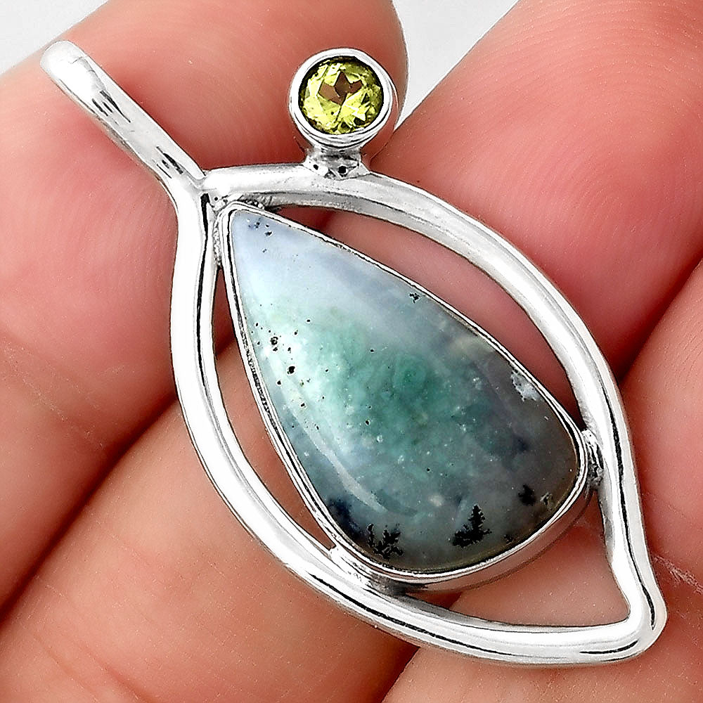 Dendritic Chrysoprase Africa and Peridot Pendant P-1640 SDP155347
