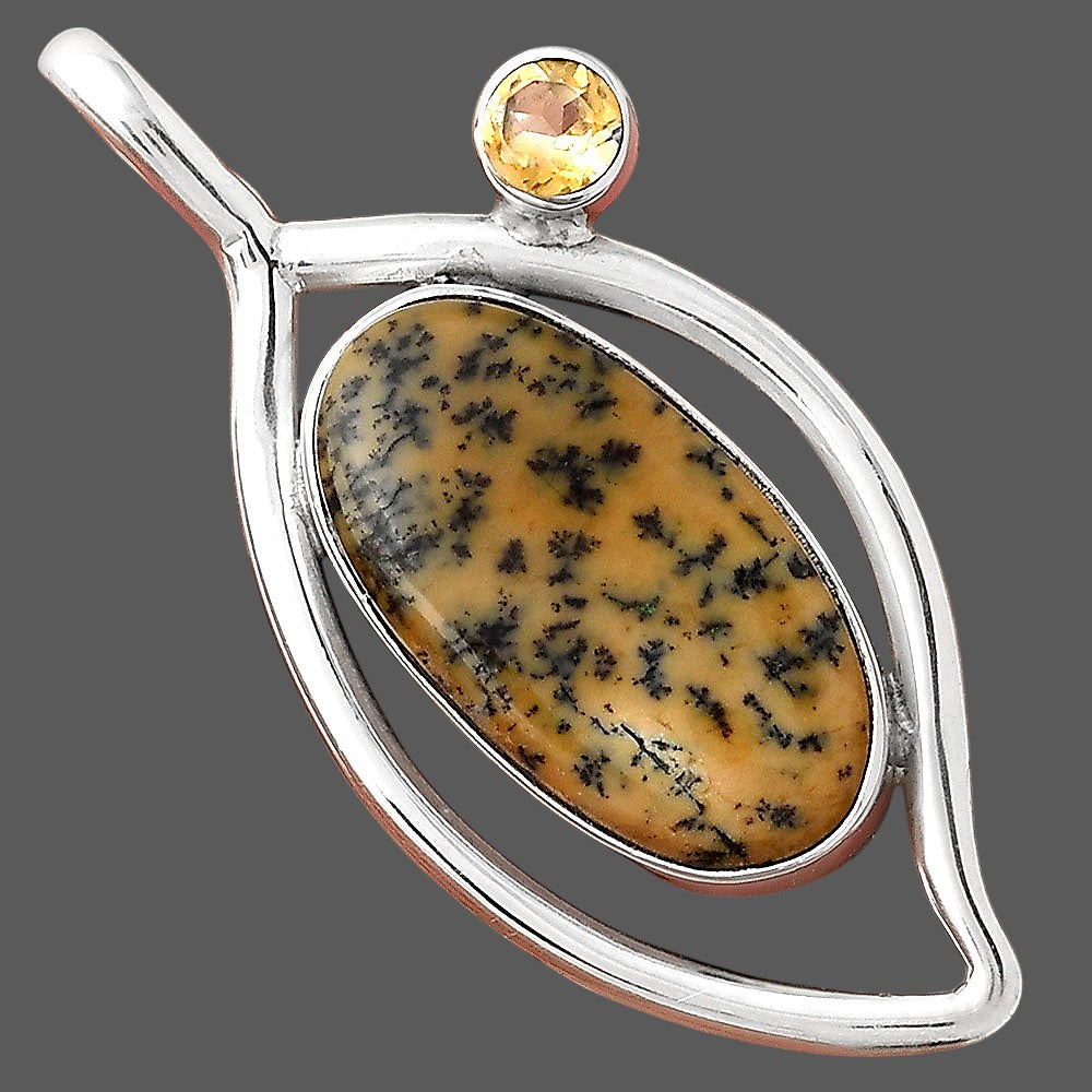 Natural Amethyst Sage Agate and Citrine Pendant P-1640 SDP155354