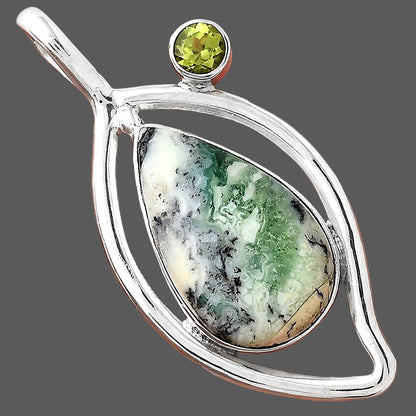 Dendritic Chrysoprase Africa and Peridot Pendant P-1640 SDP155356