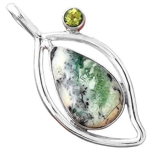 Dendritic Chrysoprase Africa and Peridot Pendant P-1640 SDP155356