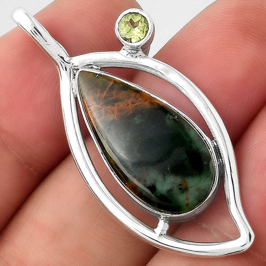 Turkish Rainforest Chrysocolla and Peridot Pendant P-1640 SDP155360