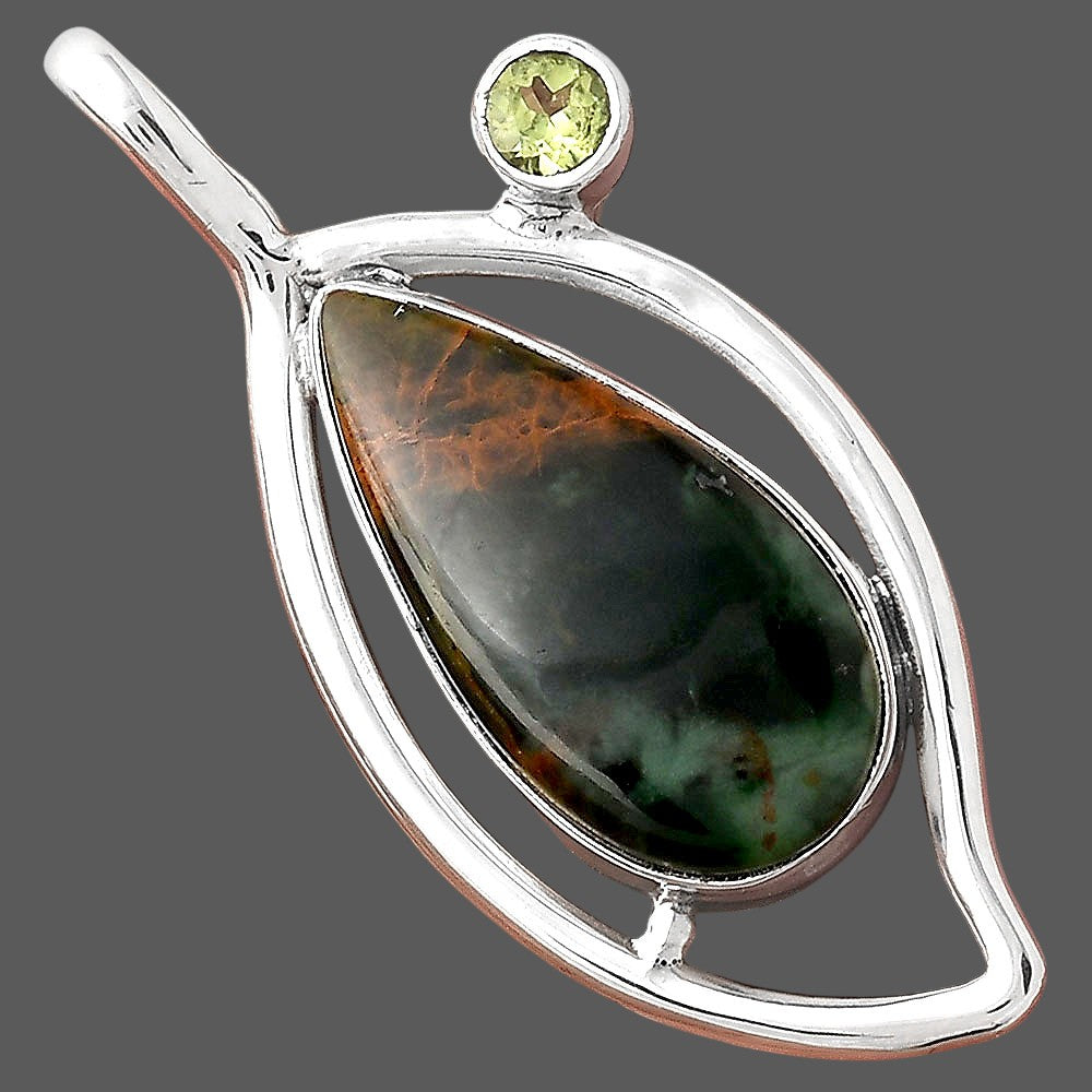 Turkish Rainforest Chrysocolla and Peridot Pendant P-1640 SDP155360