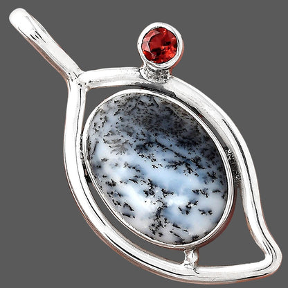 Merlinite Dendritic Opal and Garnet Pendant P-1640 SDP155362