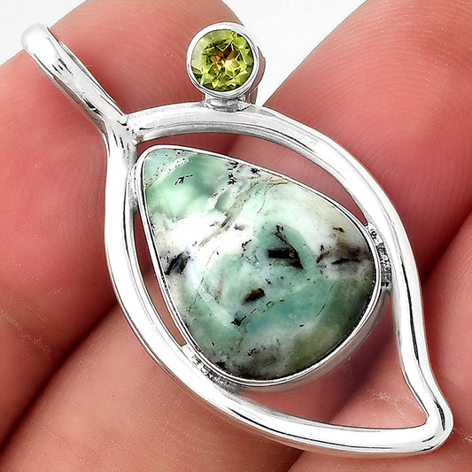 Dendritic Chrysoprase Africa and Peridot Pendant P-1640 SDP155364