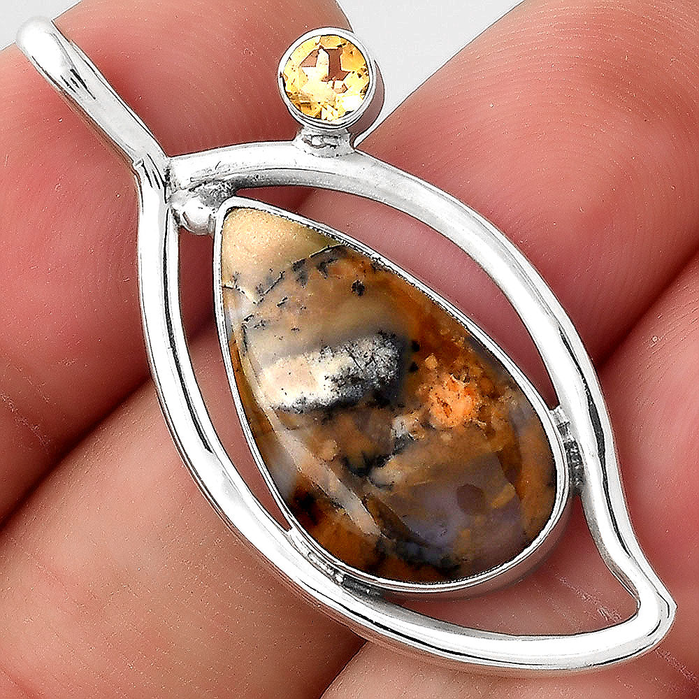 Natural Amethyst Sage Agate and Citrine Pendant P-1640 SDP155367