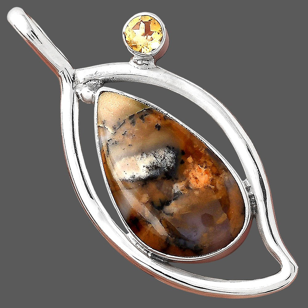 Natural Amethyst Sage Agate and Citrine Pendant P-1640 SDP155367