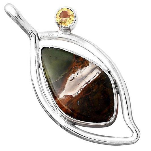 Turkish Rainforest Chrysocolla and Citrine Pendant P-1640 SDP155369