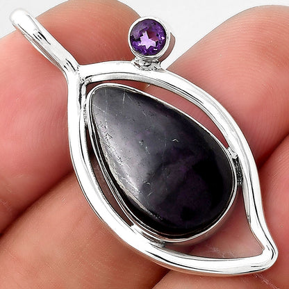 Black Onyx - Brazil and Amethyst Pendant P-1640 SDP155372