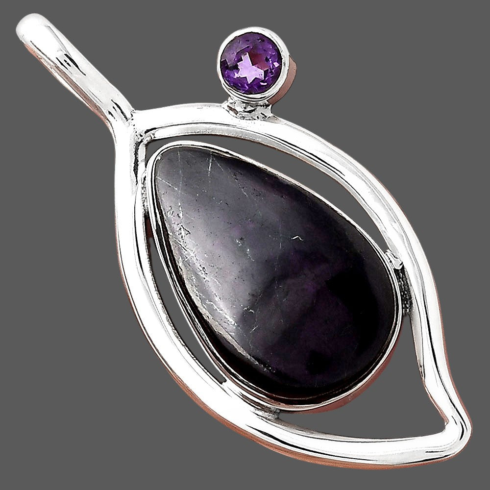 Black Onyx - Brazil and Amethyst Pendant P-1640 SDP155372