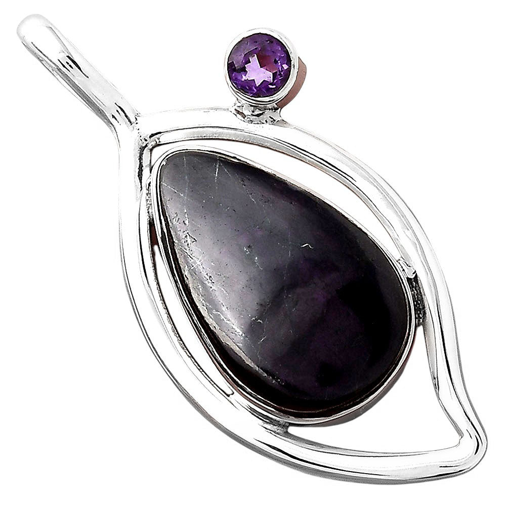 Black Onyx - Brazil and Amethyst Pendant P-1640 SDP155372