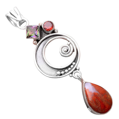 Red Moss Agate, Mystic Topaz & Garnet Pendant P-1344 SDP155382